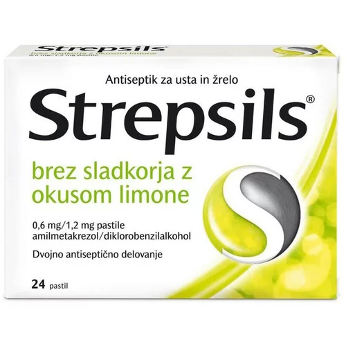  Strepsils, brez sladkorja, pastile z okusom limone