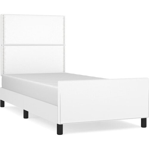 Maison Chic Posteljni okvir - Enojna postelja - Postelja za odrasle z vzglavjem bel 100x200 cm umetno usnje-J9312, (21776109) Slike