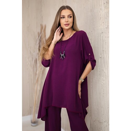 Kesi Włoski Set of blouse + pants with pendant dark khaki Cene