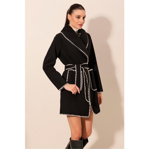 Bigdart 9130 Embroidered Stamp Coat - Black Slike