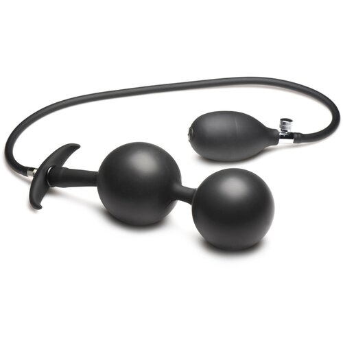 Master Series Inflatable Silicone Anal Plug - Black Cene