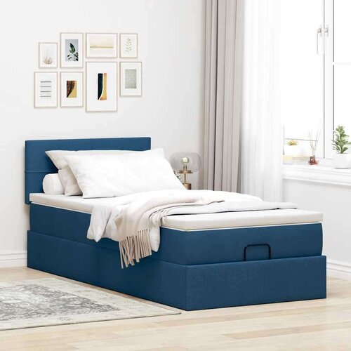 VidaXL otomanski krevet s madracem plavi 100x200 cm tkanine Slike