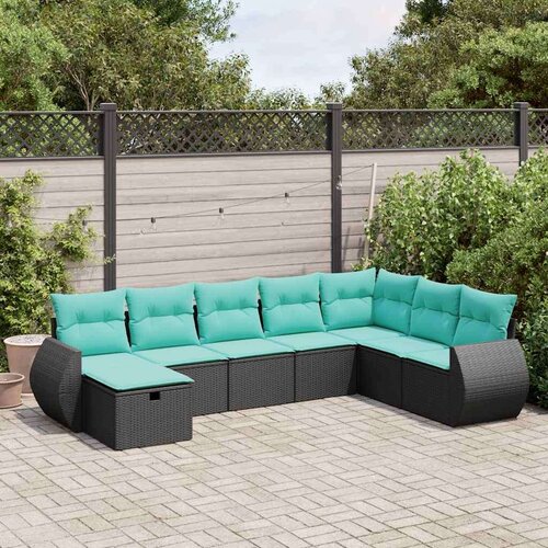  Vrtna garnitura - 8-dijelni set vrtnih sofa od poliratana s jastucima crni - Crna sa spremi&scaron;tem 8 Cijene