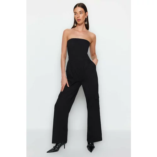 Trendyol Black Woven Jumpsuit with a Strapless Collar, Cargo Pocket