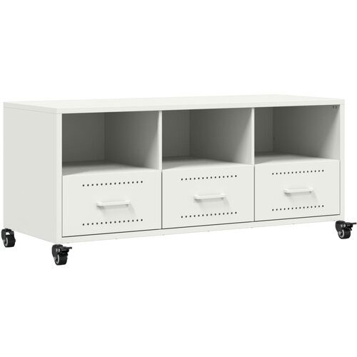 Maison Chic TV omarica - TV stojalo - Televizijska omarica bela 100,5x39x43,5 cm jeklo, (21701051) Slike