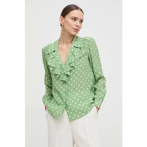 Luisa Spagnoli Svilena srajca zelena barva