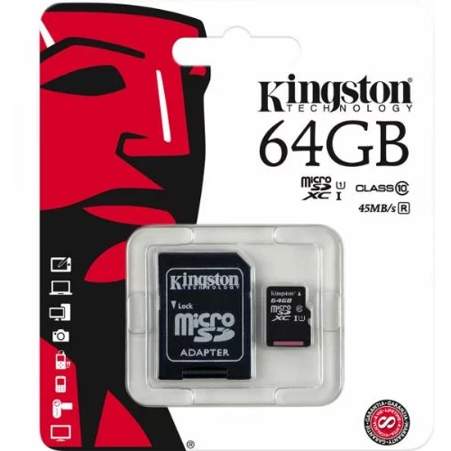 Kingston SPOMINSKA KARTICA 64 GB micro SD (2v1 MICRO-SDHC )