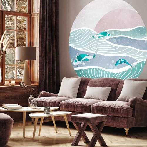  Okrugla fototapeta - Fish on the waves 140x140 Cijene