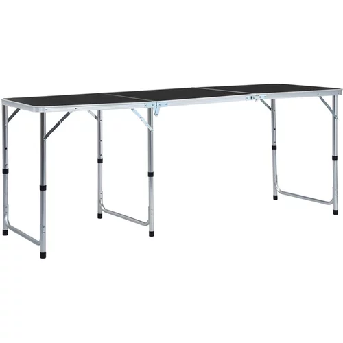  Zložljiva miza za kampiranje siva iz aluminija 180x60 cm