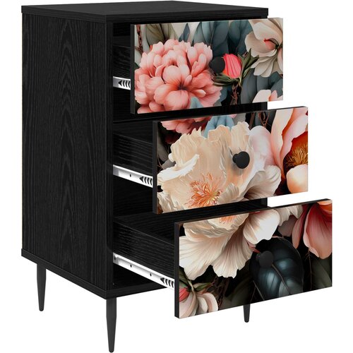  Noćni ormar BORNE Crni hrast 36 x 33 x 61 cm Konstruirano drvo Slike