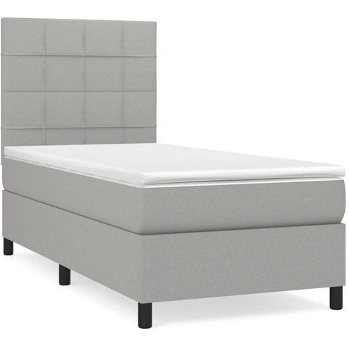 Maison Chic Box spring postelja - Vzmetna postelja z vzmetnico svetlo siv 100x200 cm blago SL19403, (21894278) Slike