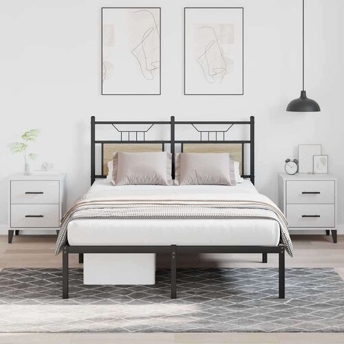 vidaXL Posteljni okvir brez vzmetnice hrast 120x190 cm inženirski les Cene
