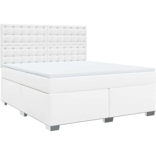 VidaXL Krevet s oprugama i madracem bijeli 180x200 cm umjetna koža Slike