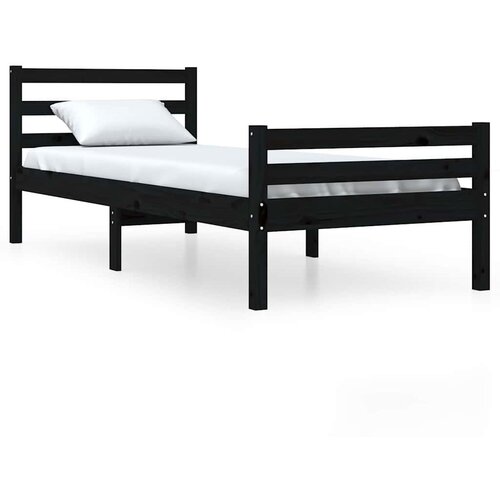  Okvir za krevet od masivnog drva crni 100 x 200 cm Slike