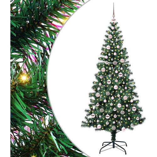  Umjetno predsvijetljeno božićno drvce Zelena 210 cm PVC i metal Slike