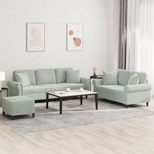  3-dijelni set sofa s jastucima svjetlosivi bar&scaron;unasti Cijene