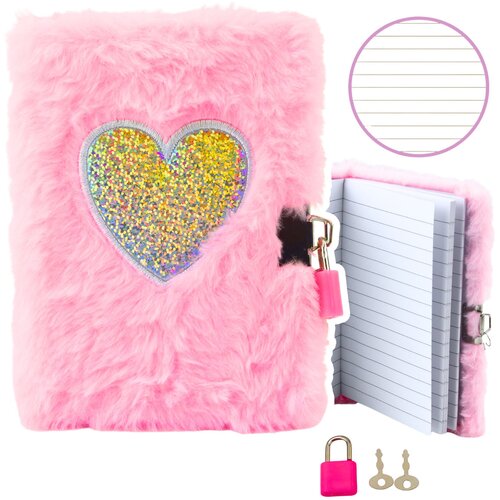  Plush Diary Notebook with Padlock and 2 Keys Heart Pink A6 80 Sheets Cijene