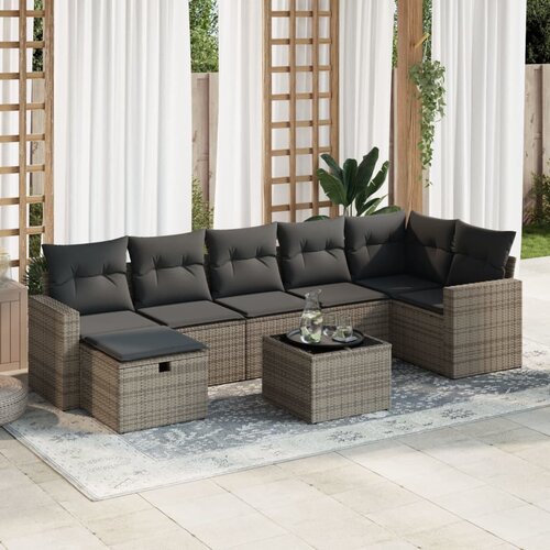 vidaXL 8-dijelni set vrtnih sofa od poliratana s jastucima sivi Cijene