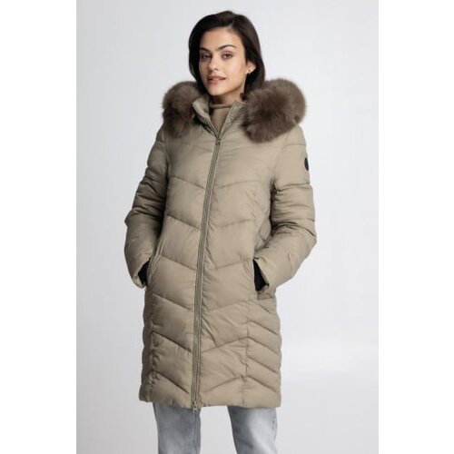 Legendww zenska maslinasto zelena duga jakna sa krznom Cene