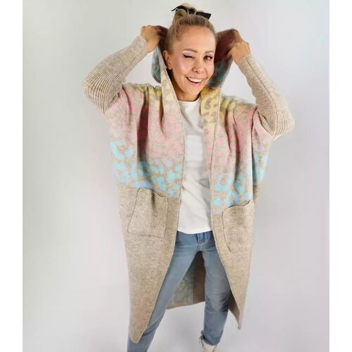 Pri Long cardigan colorful leopard sweater with wool Cijene