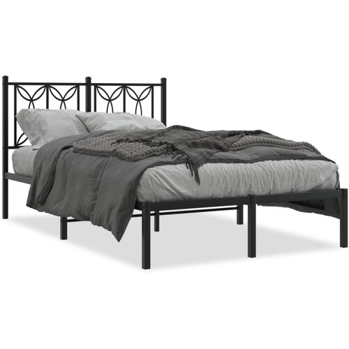 VidaXL Metalni okvir za krevet s uzglavljem crni 120x200 cm Slike