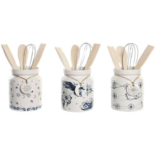 Posuda za Kuhinjski Pribor DKD Home Decor Metal Dolomite Drvo MDF 12 x 12 x 25 cm (3 kom.) Cijene