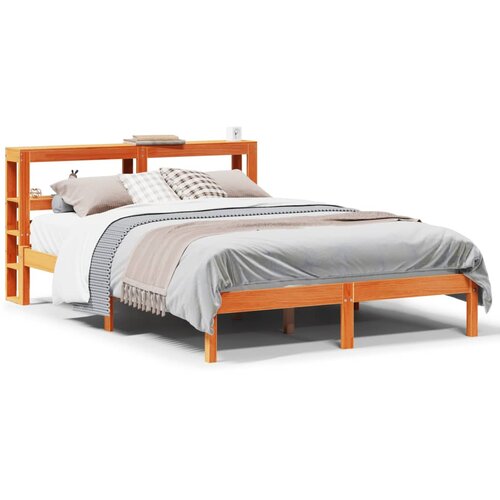 Maison Chic Posteljni okvir - Dvoposteljna postelja - Zakonska postelja z vzglavjem vo&amp;scaron;čeno rjava 120x200 cm borovina, (21693454) Slike