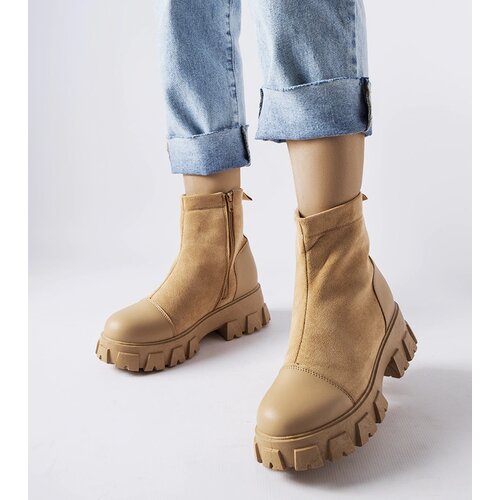 Gemre Beige eco-suede lug sole boots Milo Cene