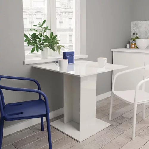  Jedilna miza visok sijaj bela 80x80x75 cm iverna plošča, (20625559)