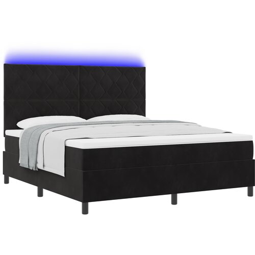 vidaXL Box Springs postelja z vzmetnico in LED Črna 180x200 cm Žamet, (22050007) Cene