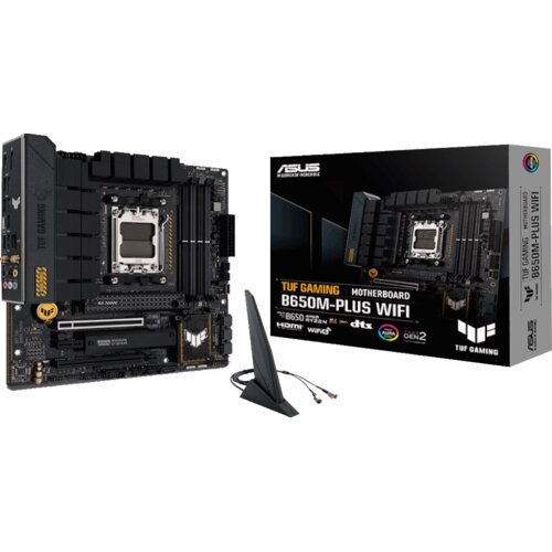 Asus matična ploča - AMD TUF GAMING B650M-PLUS WIFI AM5 (B650, Micro-ATX, 4xDDR5 6400+MHz, 4xSATA3, 2x M.2, HDMI+DP) Cene