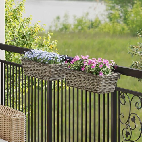  Viseća Ko&amp;scaron;ara za Saksije 2 pcs Siva 48 x 22 x 15 cm Lacak Ratan Slike