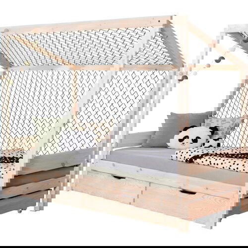 MID.YOU Postelja S Predalom Soccer, Pravi Les, 90x200cm Slike