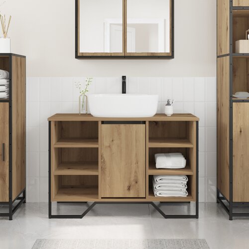 VidaXL Kabinet pod umivalnikom Umetni hrast 91x35x60 cm Inženirski les Slike