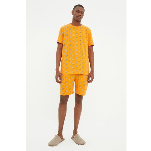 Trendyol muška pidžama Orange Koala Printed Knitted Cene