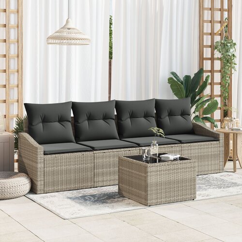 VidaXL 5-dijelni set vrtne sofe s jastučićima svijetlosive boje poly ratana Slike