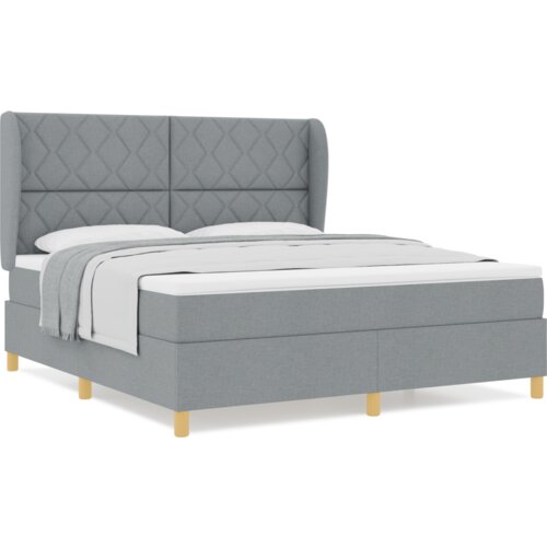  Krevet s uzglavljem i madracem svijetlo sivi 180x200 cm tkanina Slike