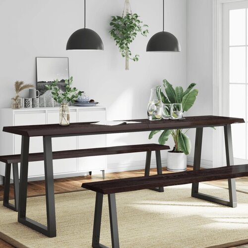 vidaXL Stolna ploča tamnosmeđa 220x40x(2-4) cm obrađena hrastovina Cijene