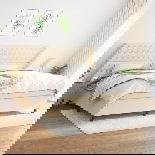 The Living Store Box spring postelja z vzmetnico krem 200x200 cm blago - Box Spring Postelja, (21513859) Cene