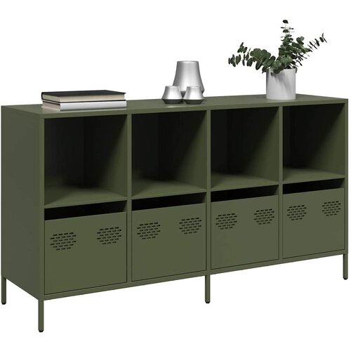 vidaXL Komoda olivno zelena 135x39x73,5 cm hladno valjano jeklo Cene
