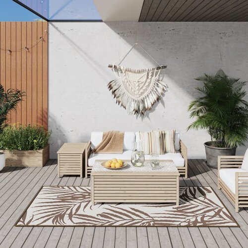 vidaXL Zunanja preproga rjava in bela 100x200 cm dvostranski dizajn Cene