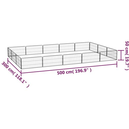  Ograda za pse s 16 panela crna 100 x 50 cm čelik obložen prahom Slike
