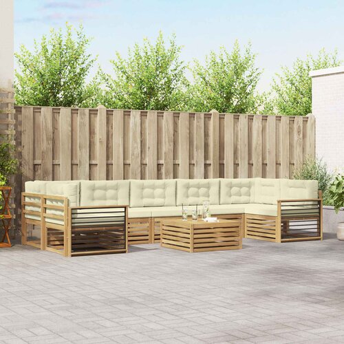  Set vanjskih sofa 8 kom. Bijela i krem Čvrsto drvo akacije Cene