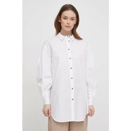 Barbour Pamučna košulja za žene, boja: bijela, relaxed, s klasičnim ovratnikom