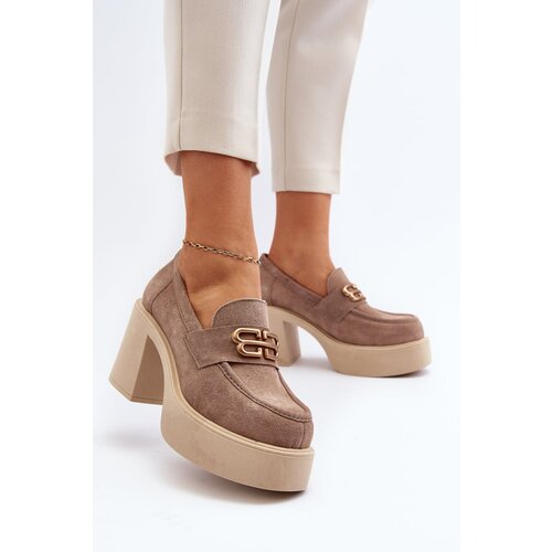 Kesi Zazoo women's suede high-heeled shoes, beige Cijene