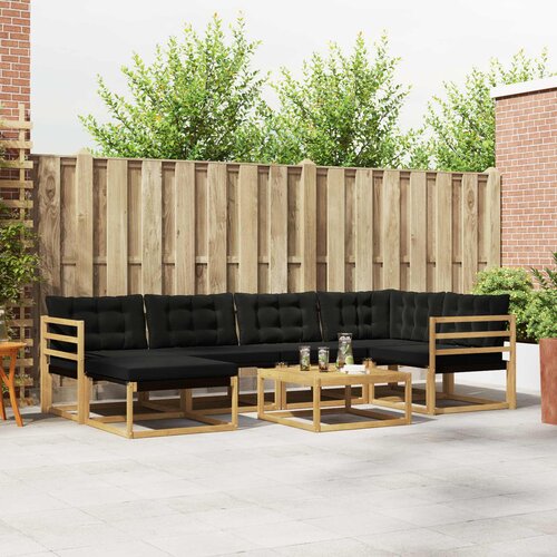  Set vanjskih sofa 7 kom. Bijela i crna Čvrsto drvo akacije Cene