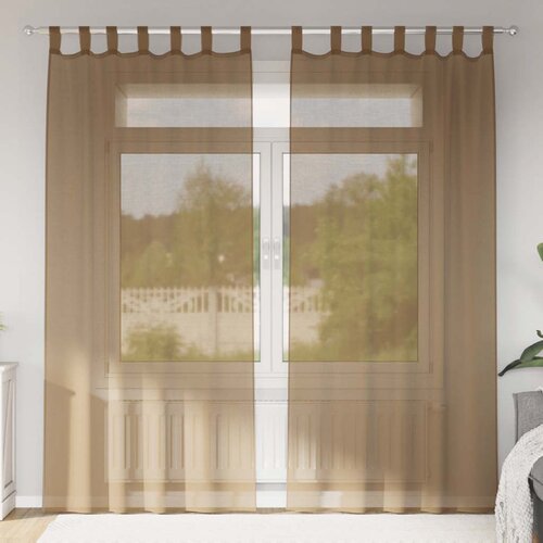 Voile zavjese s petljama 2 kom svijetlosmeđe 140x225 cm Cene