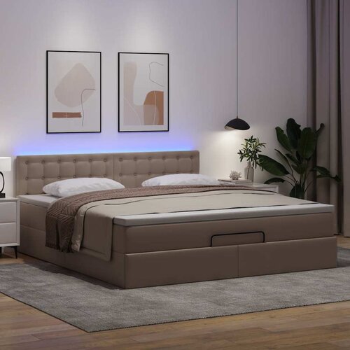 VidaXL otomanski krevet s madracima i LED 180x200 cm umjetna koža Slike