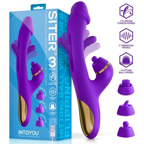 INTOYOU Siter 2.0 Flipping Tongue Vibrator with Multifunction Caps & 3 Motors Purple Cijene