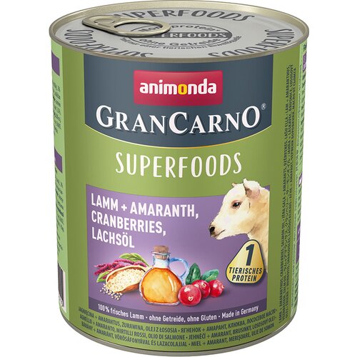 Animonda GranCarno Adult Superfoods 6 x 800 g - Jagnjetina + amarant, brusnice, lososovo olje Cene